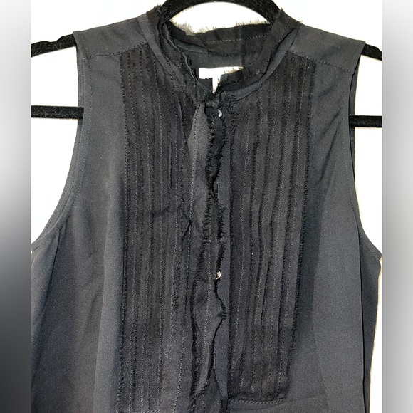 J Crew Button Up Sleeveless Top with Tie Detail - Picture 3 of 4